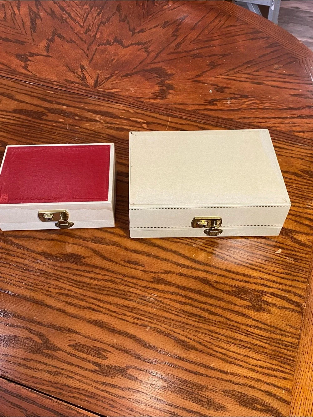 Vintage Jewelry Boxes/Gold Accents/Set of 2/large 1 has hidden compartment